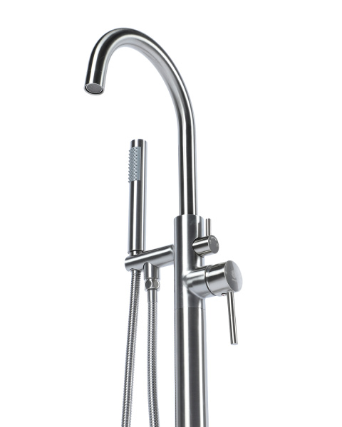 Смеситель для ванны однорычажный напольный с душевым набором Orange Steel M99-336ni сталь